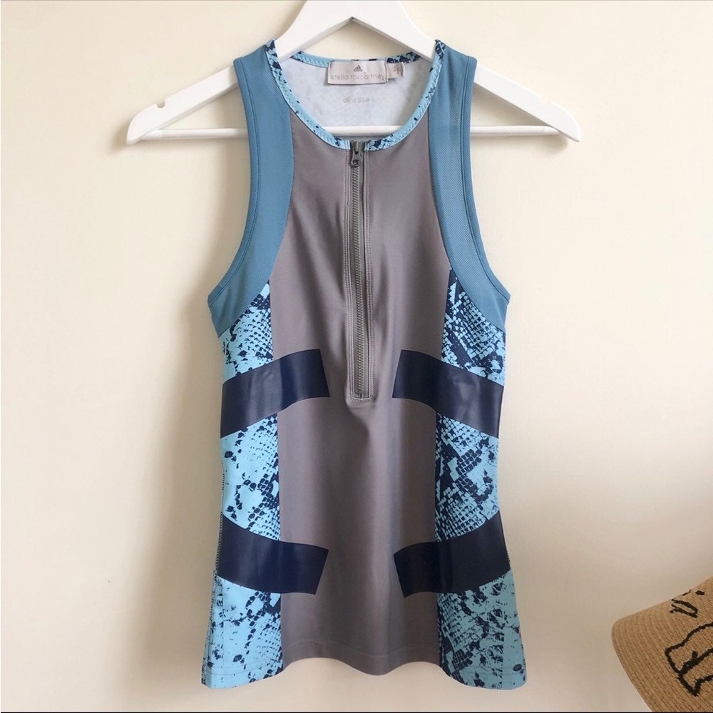 Stella McCartney half zip Tank with animal skin print